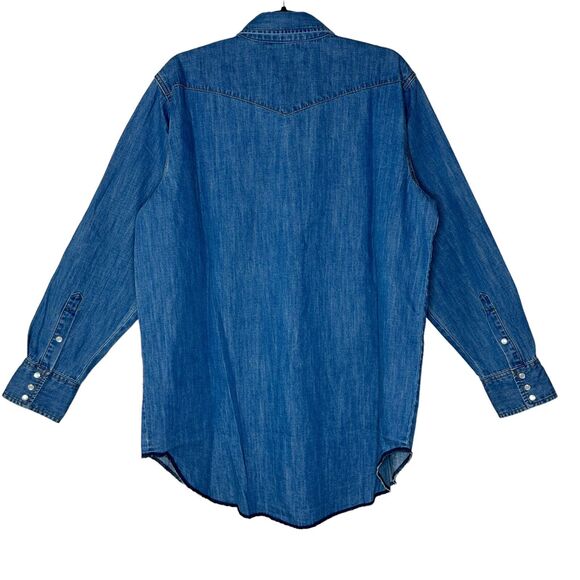 Sandrine Rose L'Artiste Embroidered Button Up Tunic Shirt Blue Women Small NWT - Picture 3 of 11